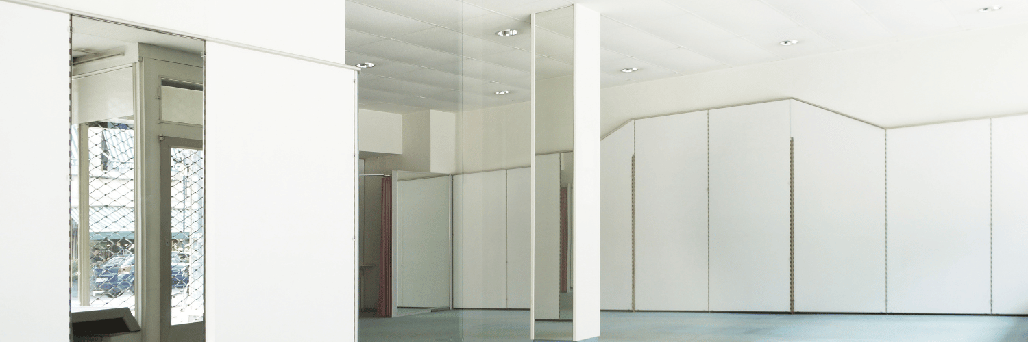 A photo of an empty space that could be for lease or rent
